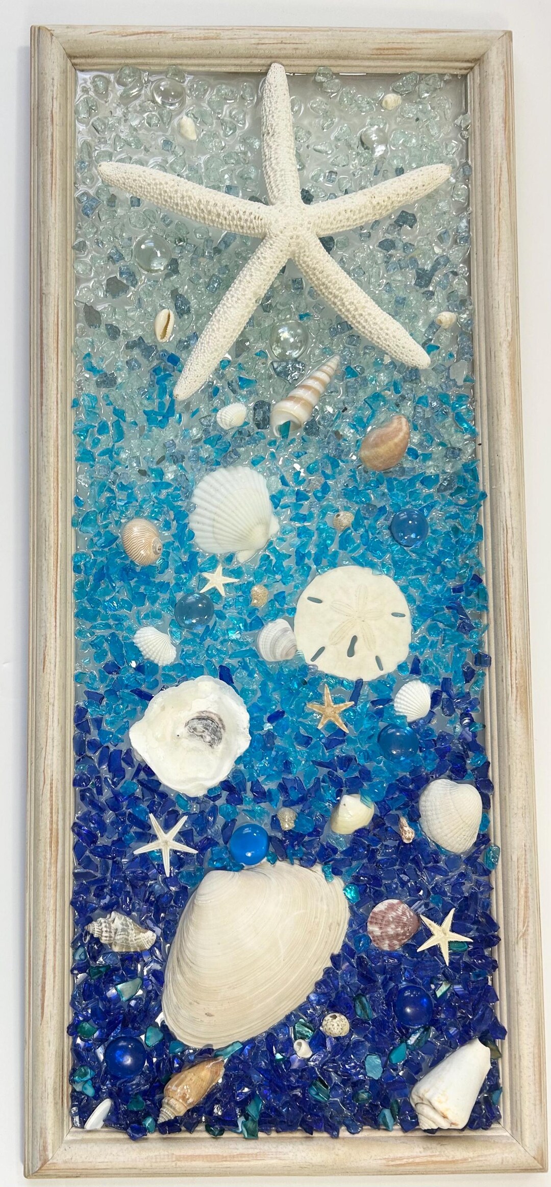 Sea Glass Resin Art: Starfish and Seashell Coastal Beach House Decor - Etsy