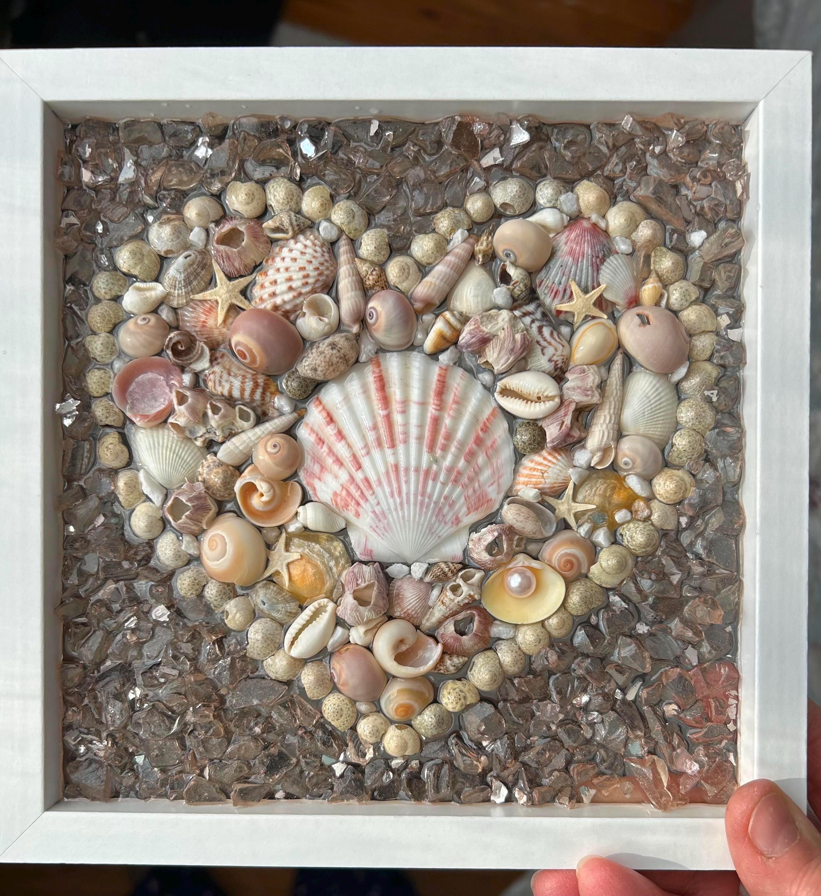Coastal Valentines Day Heart Sea Shell Seaglass Resin Pink Beach House ...