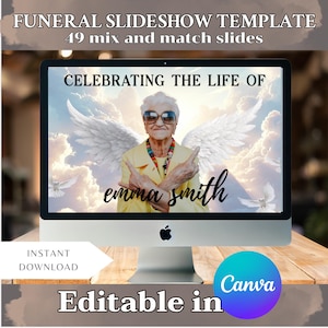 Heaven Sky Funeral Slideshow Template, Memorial Video, Celebration of Life Presentation, Edit yourself Funeral Photo Tribute, 49 Slides