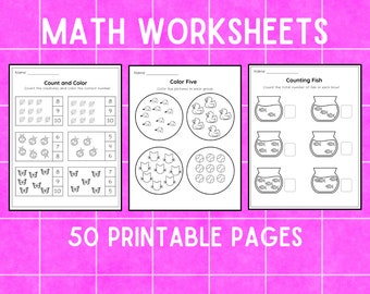 Math - counting to ten worksheets - printable - pre k - kindergarten