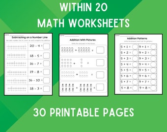 Matematyka - dodawanie i odejmowanie w zakresie 20 arkuszy - do druku