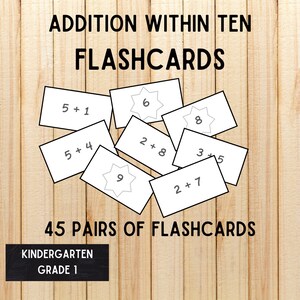 Math - Addition Flashcards - Adding Within Ten - Etsy