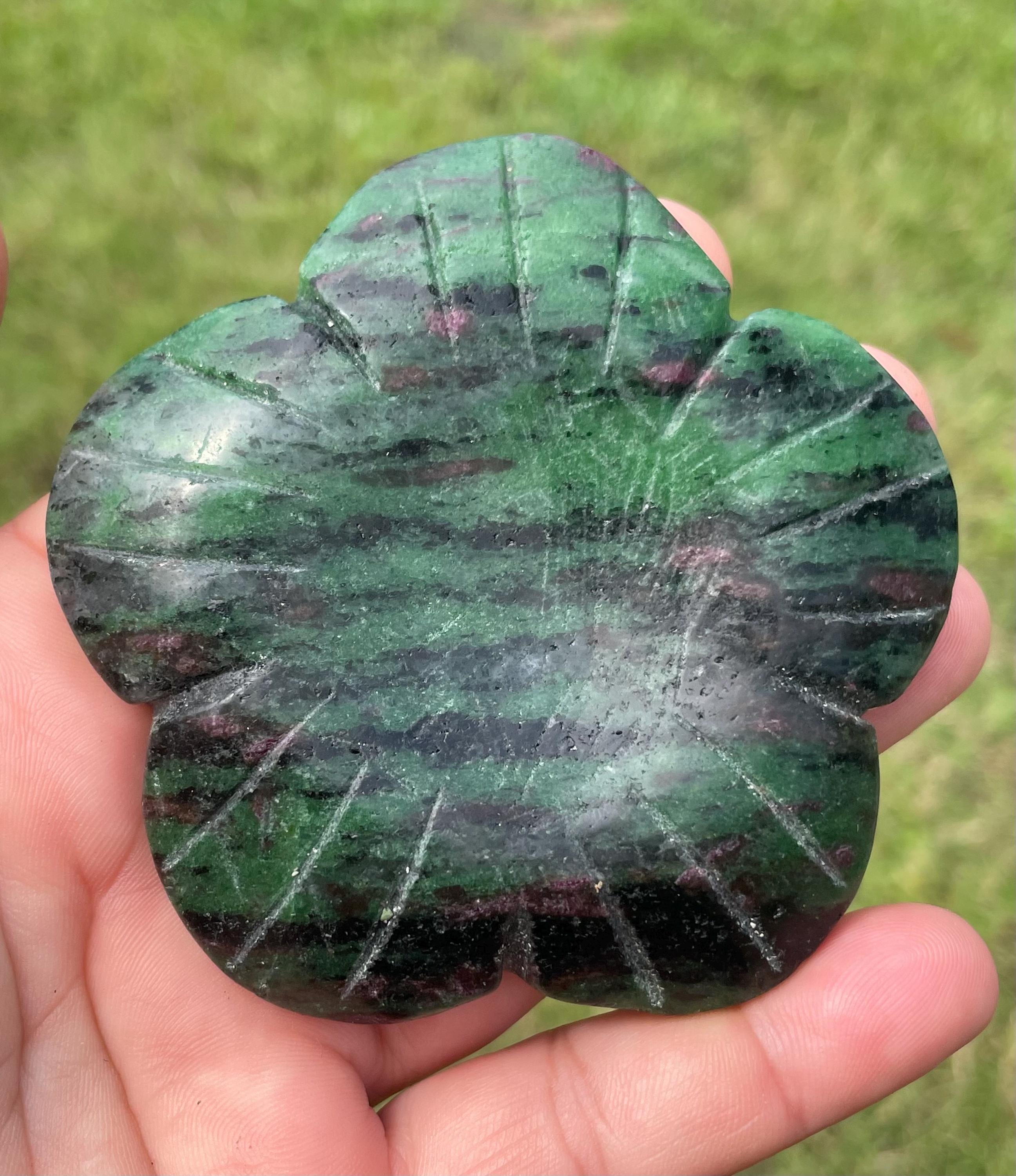 Ruby in Zoisite Flower Sphere Holder - Polished Natural Stone