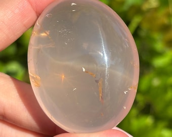 Star Rose Quartz Palm Stone - Polished Stone - Crystal Home Decor -