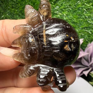 Smoky Quartz Spider Carving - Polished Natural Stone - Crystal Home Decor -