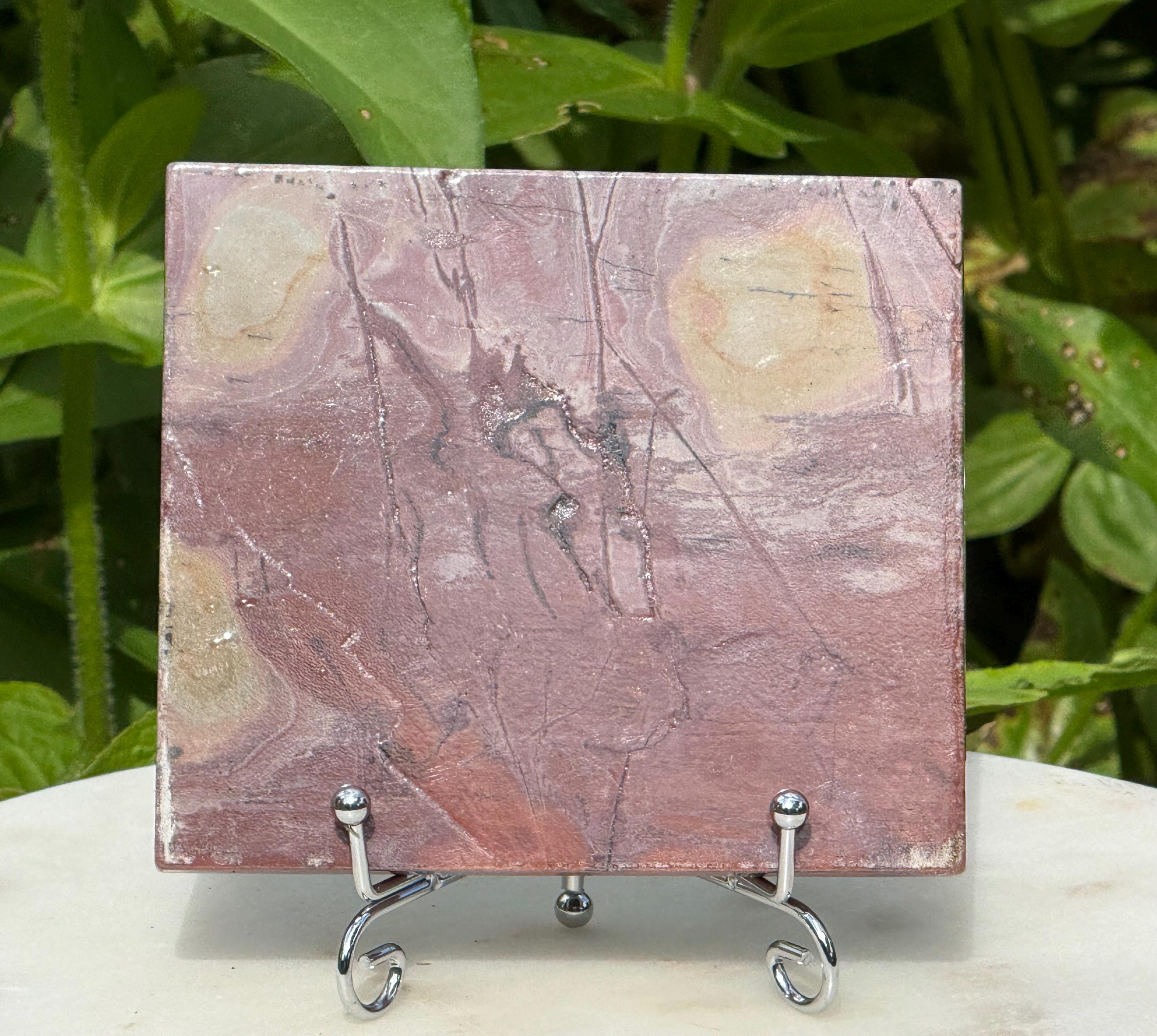 Picture Jasper Slab with Stand - Polished Natural Stone - Crystal Home Decor -