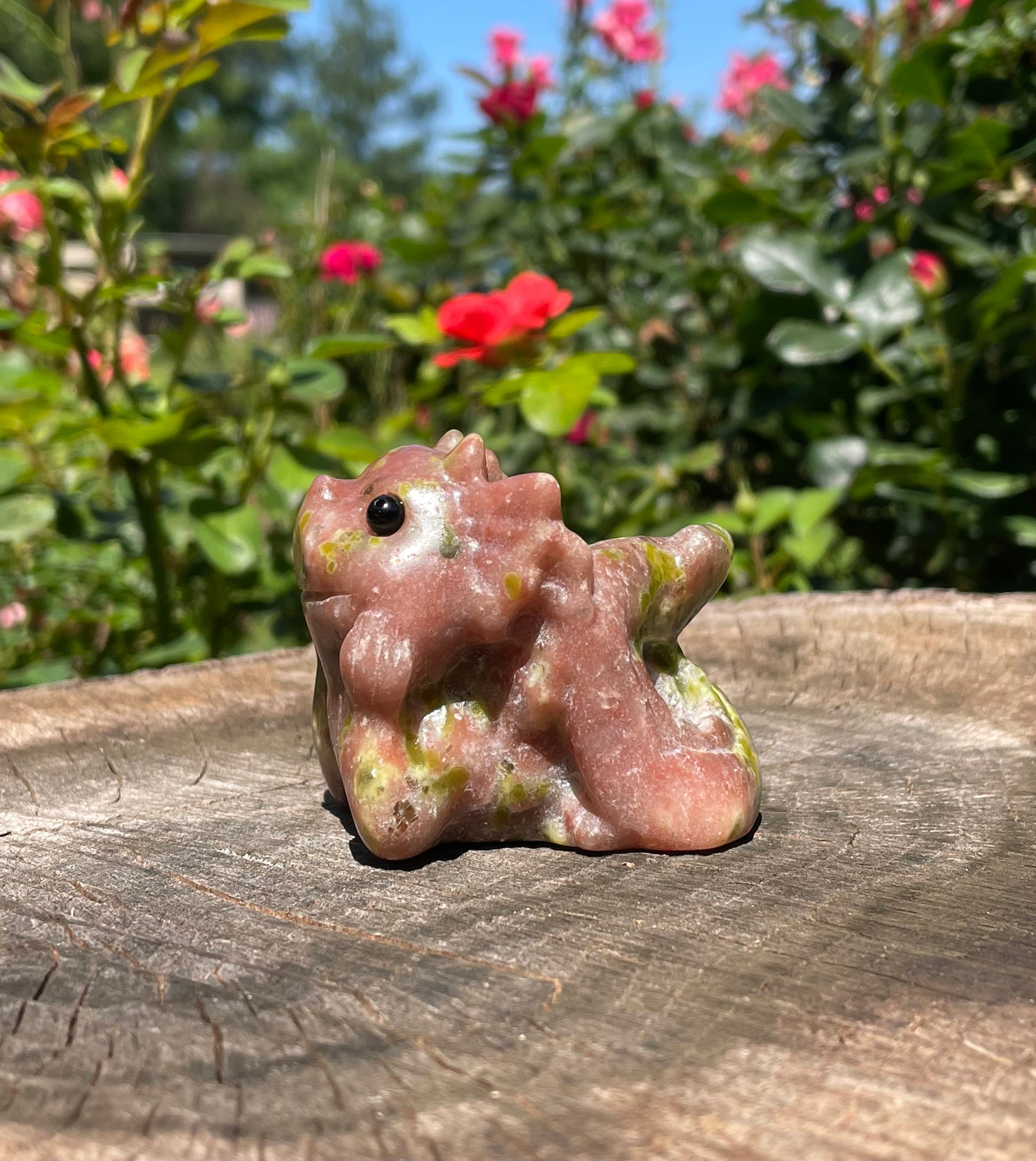 Peach Blossom Jasper Dragon Carving - Crystal Home Decor - Natural
