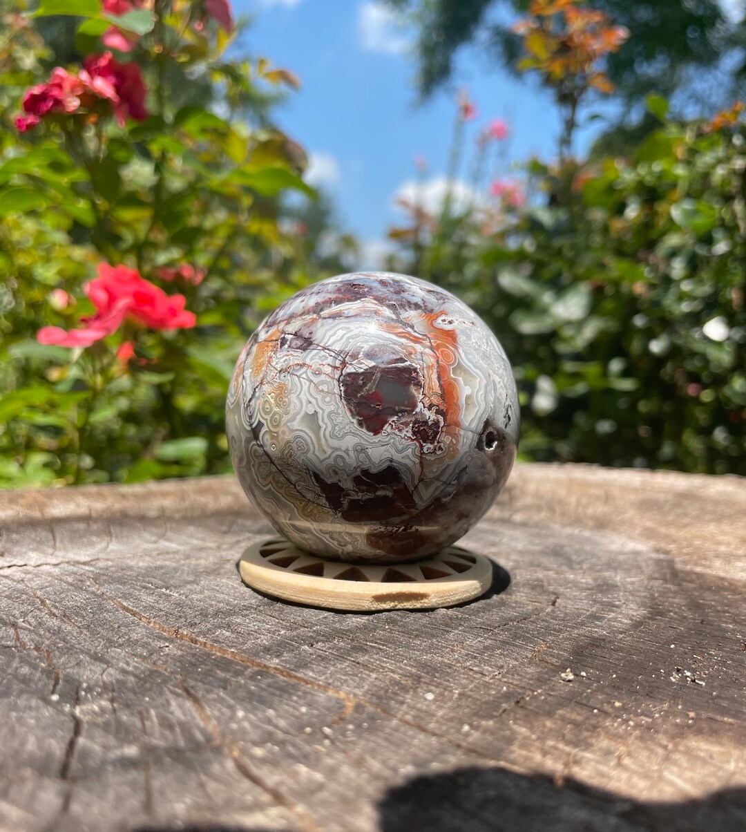 Mexican Crazy Lace Sphere- Crystal Home Decor - Natural Stone - Etsy