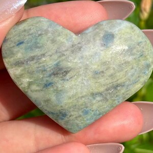 UV Reactive Hackmanite Heart Carving: Green, Blue, and Purple Sodalite