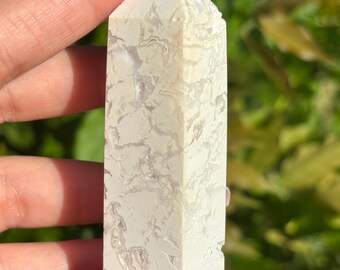 Druzy White Agate Tower - Snow White Agate - Polished Natural Stone - Crystal Home Decor -