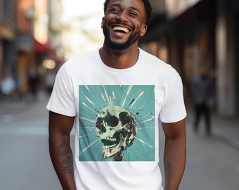 Skull Tee, Skeleton T-shirt, Modern Pop Art Skull Tee, Rockabilly Shirt, Rockabilly TShirt, Cool Gift, Abstract Art, Comfy Tee Shirt