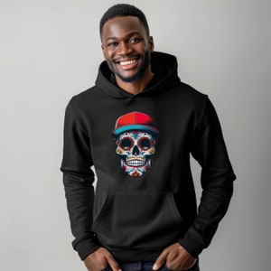 Sugar Skull Hoodie, Rockabilly Hoodie, Day of the Dead Sweatshirt, Dia de Las Muerte Sweater, Rockabilly Clothing, Rockabilly Fashion