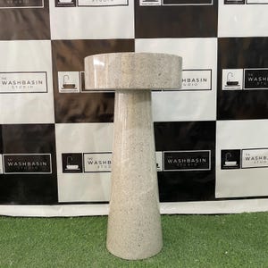 Handcrafted Light Grey Marble Freestanding Washbasin | Luxury Natural Stone Sink for Modern & Minimalist Bathrooms.