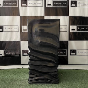 Black Marble Freestanding Washbasin | Handcrafted Natural Stone Bathroom Sink | Luxury Pedestal Basin.
