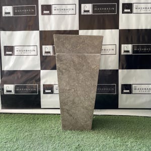 Modern Grey Marble Freestanding Washbasin | Natural Stone Bathroom Sink | Handcrafted Pedestal Basin.