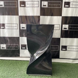 Black Marble Freestanding Washbasin | Handcrafted Natural Stone Bathroom Sink | Luxury Pedestal Basin.