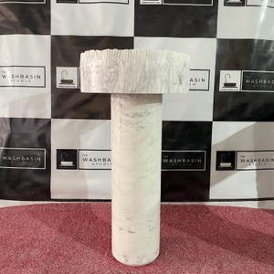 White Marble Freestanding Washbasin | Pedestal Basin | Handcrafted Natural Stone Sink for Luxurious Bathrooms.