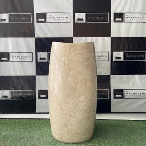 Beige Marble Freestanding Washbasin | Natural Stone Bathroom Sink | Handcrafted Luxury Basin