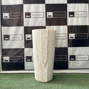 White Marble Pedestal Sink | Natural Stone Basin | Luxury Bathroom Vanity | Freestanding Washbasin | Hand-Carved Marble