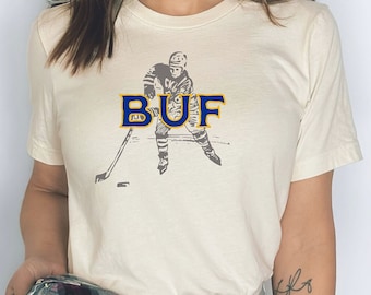 Buffalo Hockey Tee, Retro Hockey T-shirt, Sabres Tees, Hockey Tees, vintage style, BUF, Winter classic, Hockey Apparel, Retro Hockey T-Shirt