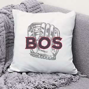 Boston Baseball Couch Pillow, Retro Baseball Decor, Man Cave Accents, Retro Baseball, Square Pillow, Sports Room Pillow, Kids Room, BOS