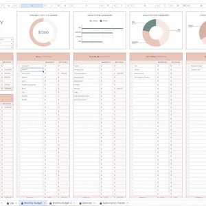 Finance monthly Budget Spreadsheet for Google Sheets Planning Checklist