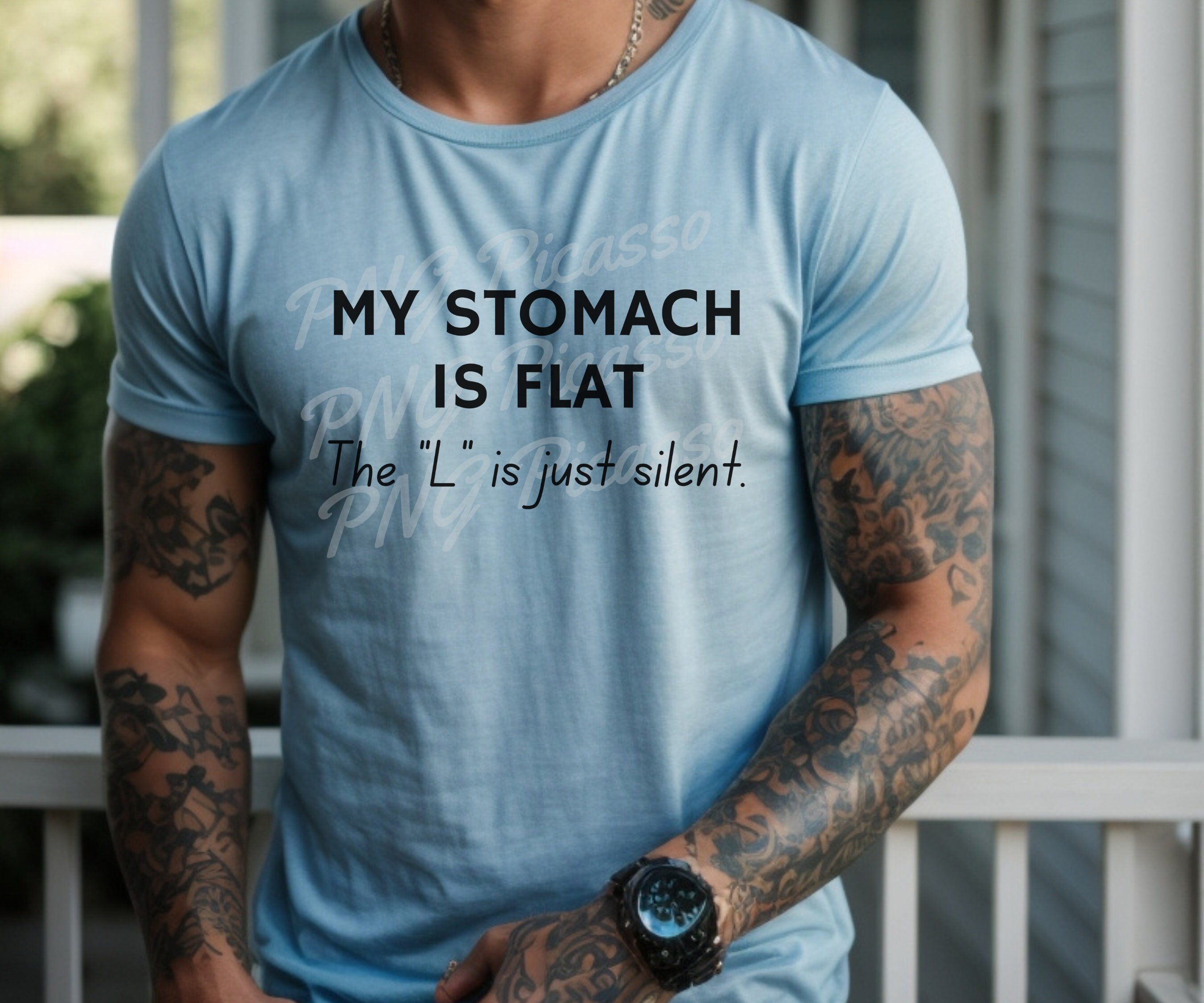 My Stomach is Flat the L is Silent Png Svg Print Sublimation Sarcasm
