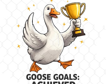Lustige Gans Ziele erreicht Illustration: Motivierende Tierkunst (PNG)