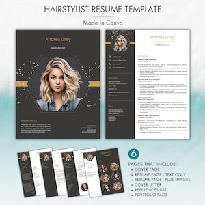 Hairstylist Resume Canva, Modern Canva Resume Template, Esthetician Resume, Beauty Resume, Cosmetology Resume, Makeup Artist, Nail Artist CV