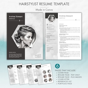 Hairstylist Resume Canva, Modern Canva Resume Template, Esthetician Resume, Beauty Resume, Cosmetology Resume, Makeup Artist, Nail Artist CV