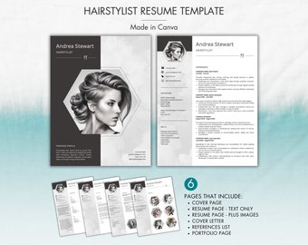 Hairstylist Resume Canva, Modern Canva Resume Template, Esthetician Resume, Beauty Resume, Cosmetology Resume, Makeup Artist, Nail Artist CV