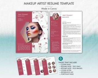 Currículum vitae de artista de maquillaje Canva, Plantilla de currículum de Canva moderno, Currículum de esteticista, Currículum de belleza, Currículum de cosmetología, Peluquero, CV de artista de uñas