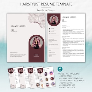 Hairstylist Resume Canva, Modern Canva Resume Template, Esthetician Resume, Beauty Resume, Cosmetology Resume, Makeup Artist, Nail Artist