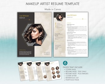 CV de peluquero Canva, Plantilla de CV de Canva moderno, CV de esteticista, CV de belleza, CV de cosmetología, Maquillador, CV de artista de uñas