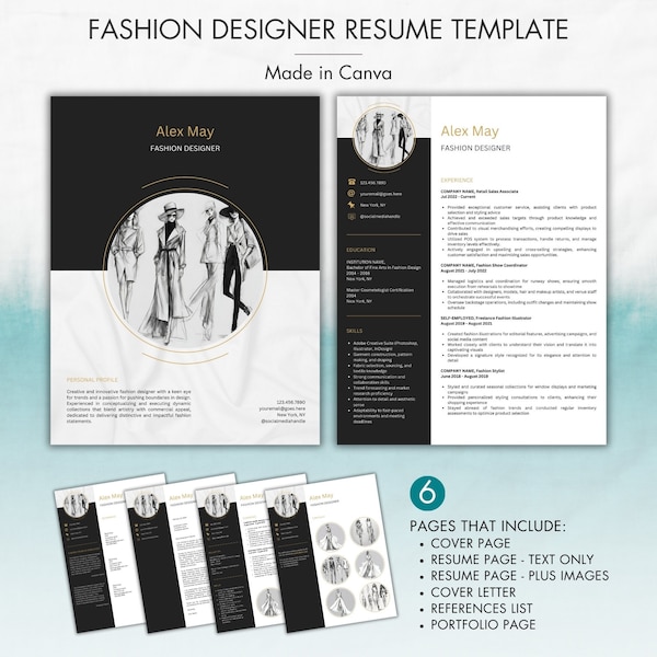 Fashion Designer Resume Template Canva, Fashion Stylist Resume Template, Fashionista CV, Beauty Resume, Cosmetology Resume, Fashion Resume