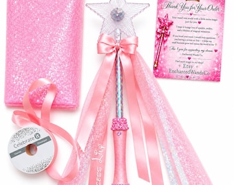 Personalized Light-Up Princess Wand | Bedazzled Magic Wand, Fairy Sparkle (Multi-color Glow)