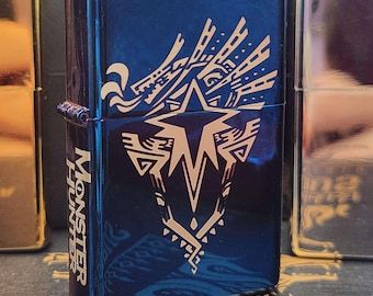 Monster Hunter Iceborne Logo - Engraved Windproof Lighter – Logo W/ Title Text