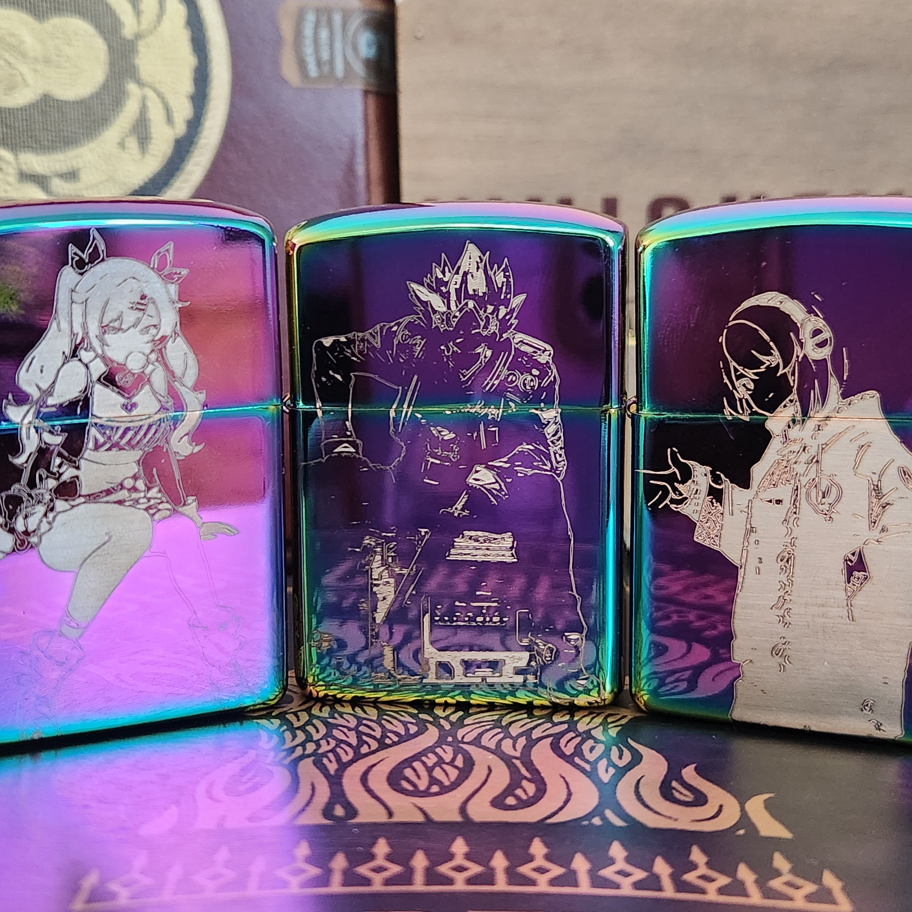 Zenless Zone Zero Cunning Hares Engraved Lighters - Anby, Nicole Demara & Billy Kid W/ Gentle House Logo
