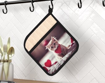 Valentine's Day Cat - Pot Holder with Pocket