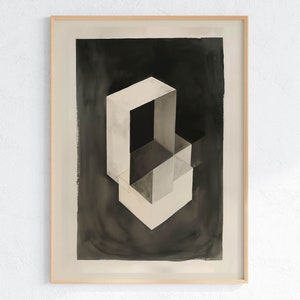 Optical Illusion Wall Art Print - Modern Abstract Monochrome Decor,  Minimalist Black White Wall Art, Printable Wall Art