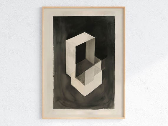 Abstract Optical Illusion Art Print: Modern Monochrome Decor (Digital Download)