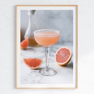 Grapefruit Cocktail Art Print - Fresh Citrus Drink Wall Art, Chic Bar Decor, Elegant Kitchen Photography, Printable Wall Art