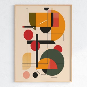 Mid-Century Modern Art Print: Retro Geometric Shapes (Digital Download)