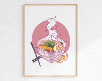 Colorful Ramen Bowl Art Print: Modern Kitchen Decor (Digital Download)