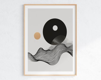 Minimal Circle with Lines Balance Art - Abstract Decor, Modern Print, Printable Wall Art