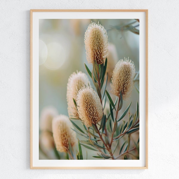 Tranquil Botanical Cattails Print - Soft Nature Art, Serene Marsh Plant, Printable Wall Art