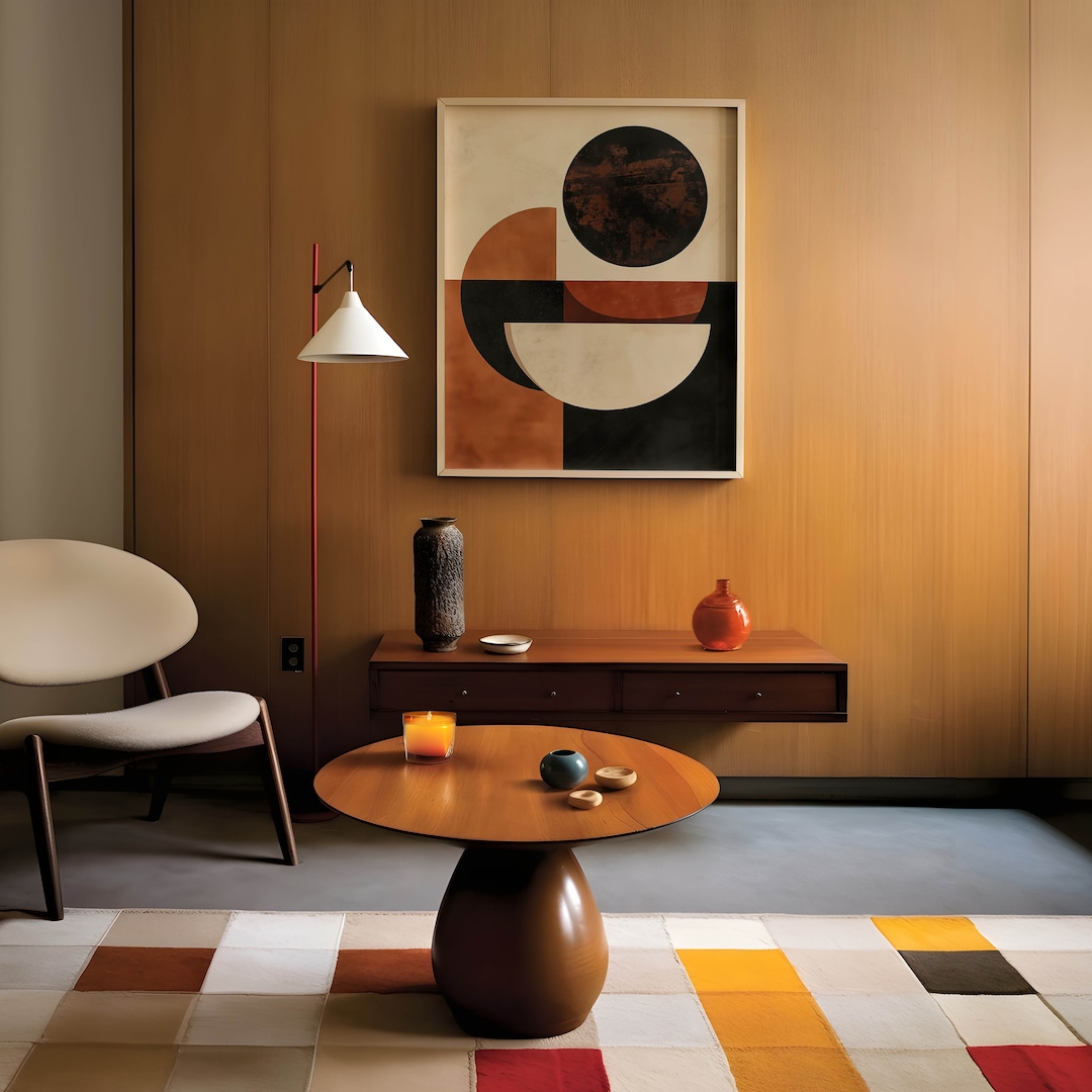 Minimalist Geometric Shapes Art - Earth Tone Decor, Modern Abstract ...