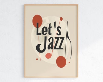 Retro Jazz Music Print: Vintage Style Typography (Digital Download)