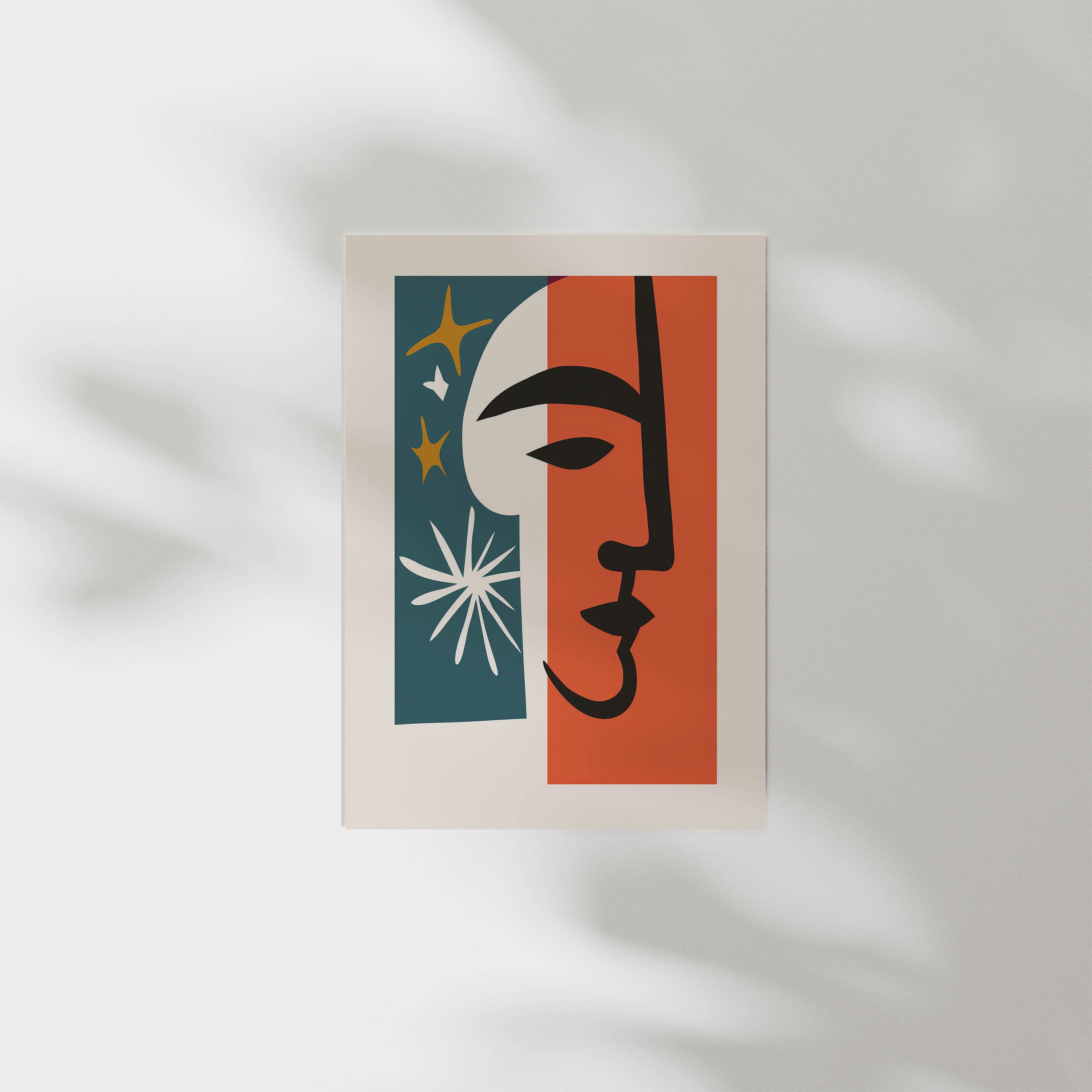 Celestial Face Wall Art Print - Modern Graphic Wall Art, Contemporary ...