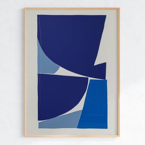 Navy Blue Geometric Abstract Art Print - Bold Modern Abstract, Minimalist Wall Decor, Contemporary Blue Art, Printable Wall Art